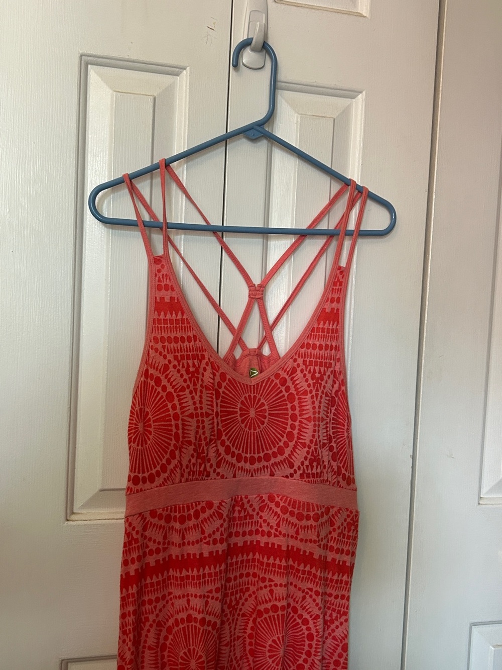 Dakini Peach Printed Dress size Large with Built in Bra